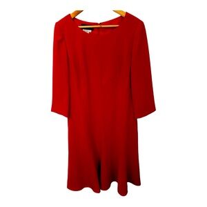 Donna Morgan Midi Dress Red 3/4 Sleeve Women’s Size 12